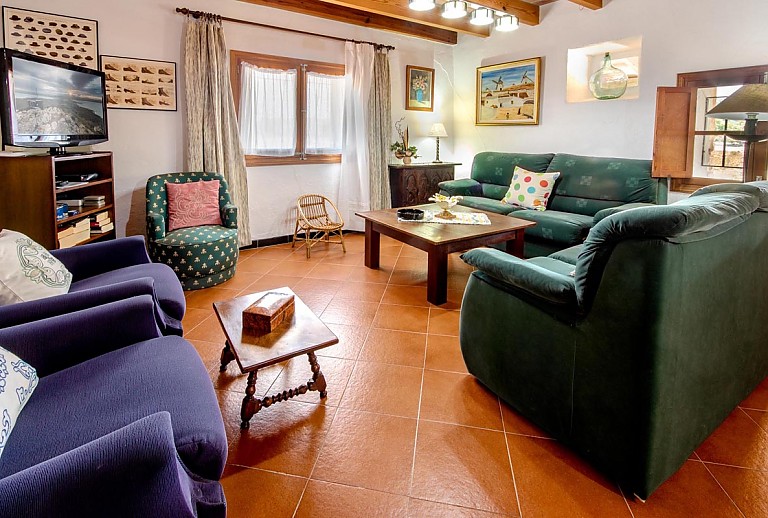 Sofas und Sessel im Wohnzimmer mit TV