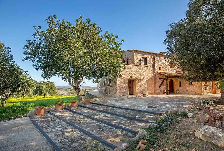 Treppen mit Topfpflanzen vor der Finca